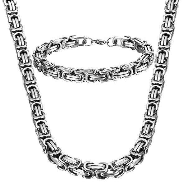 VVS Jewelry hip hop jewelry Byzantine Stainless Steel Chain & FREE Byzantine Bracelet