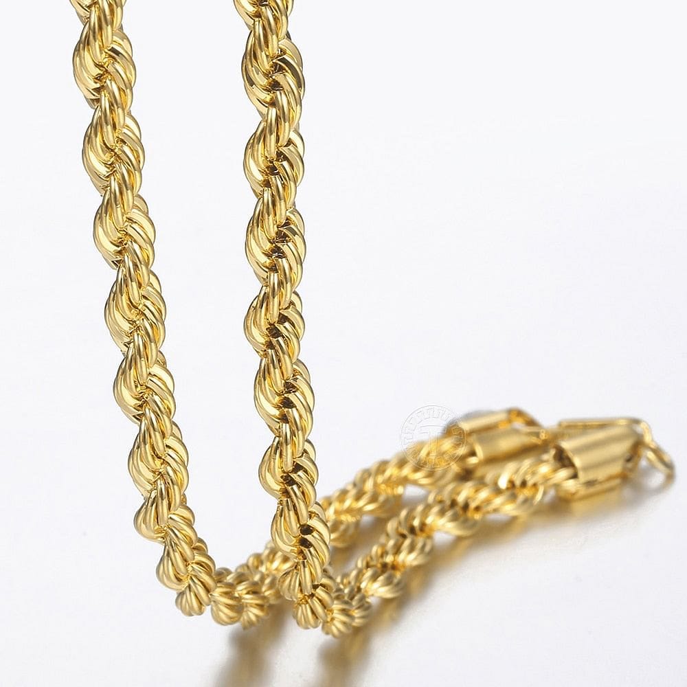 VVS Jewelry hip hop jewelry chain 5mm Gold Stainless Steel Rope Chain