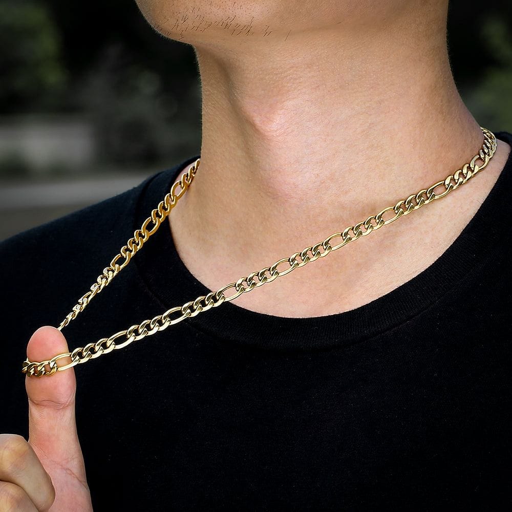 VVS Jewelry hip hop jewelry chains 18" / Gold 18k Gold/Silver 7mm Figaro Chain