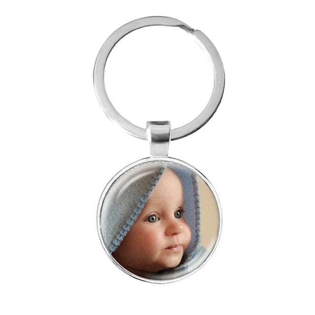 VVS Jewelry hip hop jewelry Circle Silver Custom Photo Baby Keychain with Charms