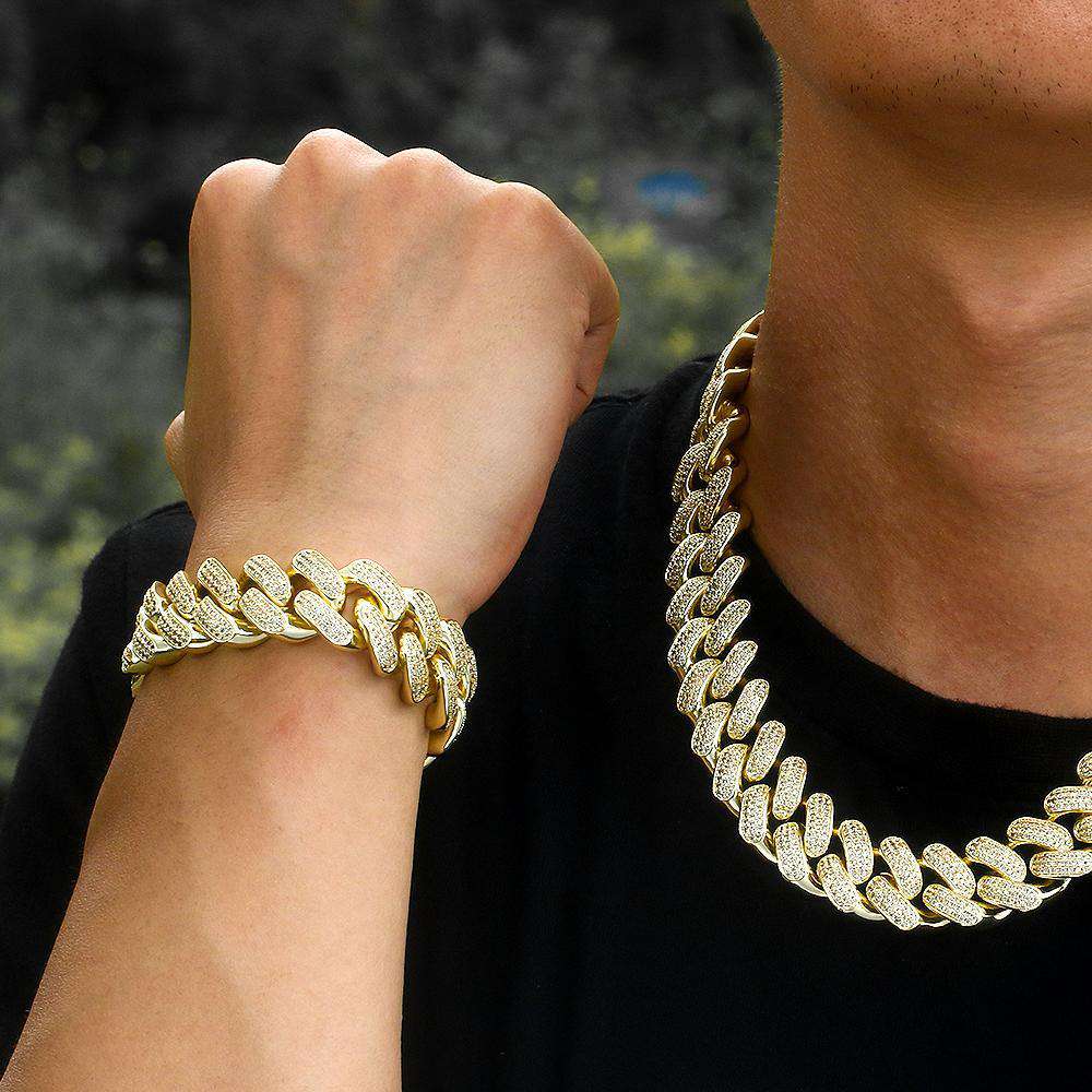 VVS Jewelry hip hop jewelry Cuban VVS Jewelry Gold/Silver Cuban Chain + FREE Cuban Bracelet Bundle - (TODAY ONLY)