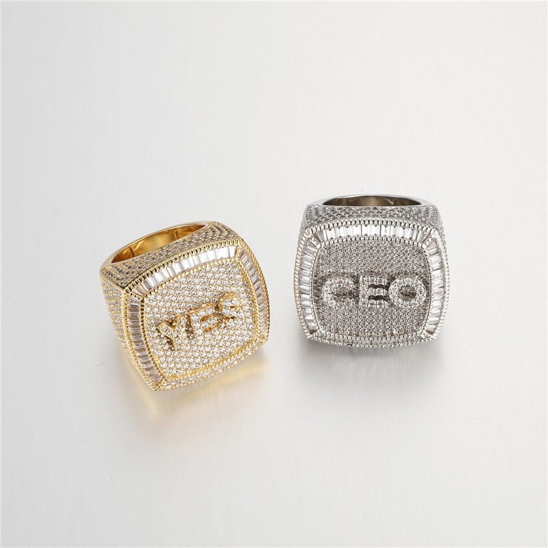 VVS Jewelry hip hop jewelry Custom Fully Iced Name Boss Ring