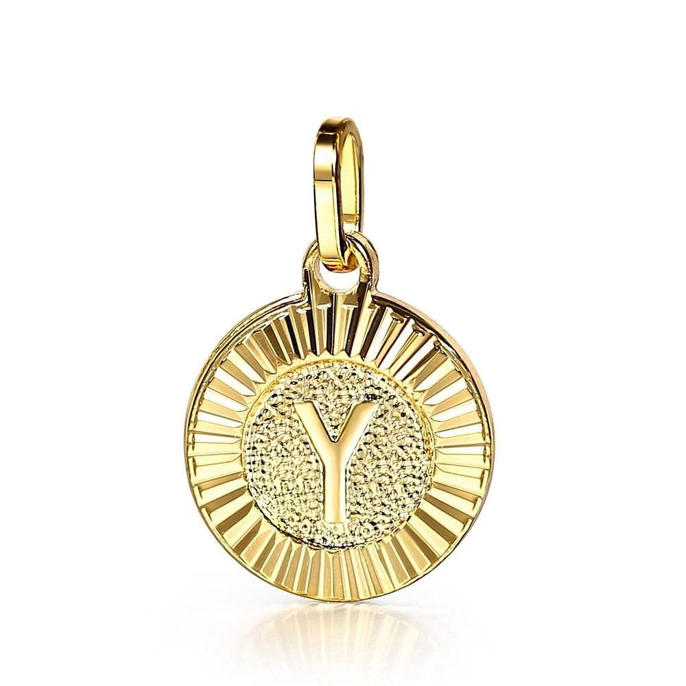 VVS Jewelry hip hop jewelry D / With chain 18inch Circle Gold Initial Pendant Chain