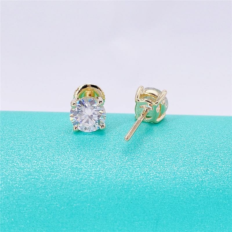 VVS Jewelry hip hop jewelry earrings Yellow Gold / 3mm 10k Solid Gold Moissanite Earrings