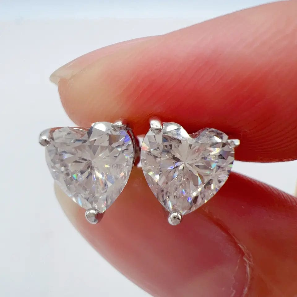 VVS Jewelry hip hop jewelry Floating Heart 925 Sterling Silver Moissanite Stud Earrings