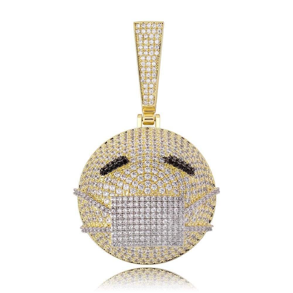 VVS Jewelry hip hop jewelry Fully Iced Out face mask emoji pendant Necklace