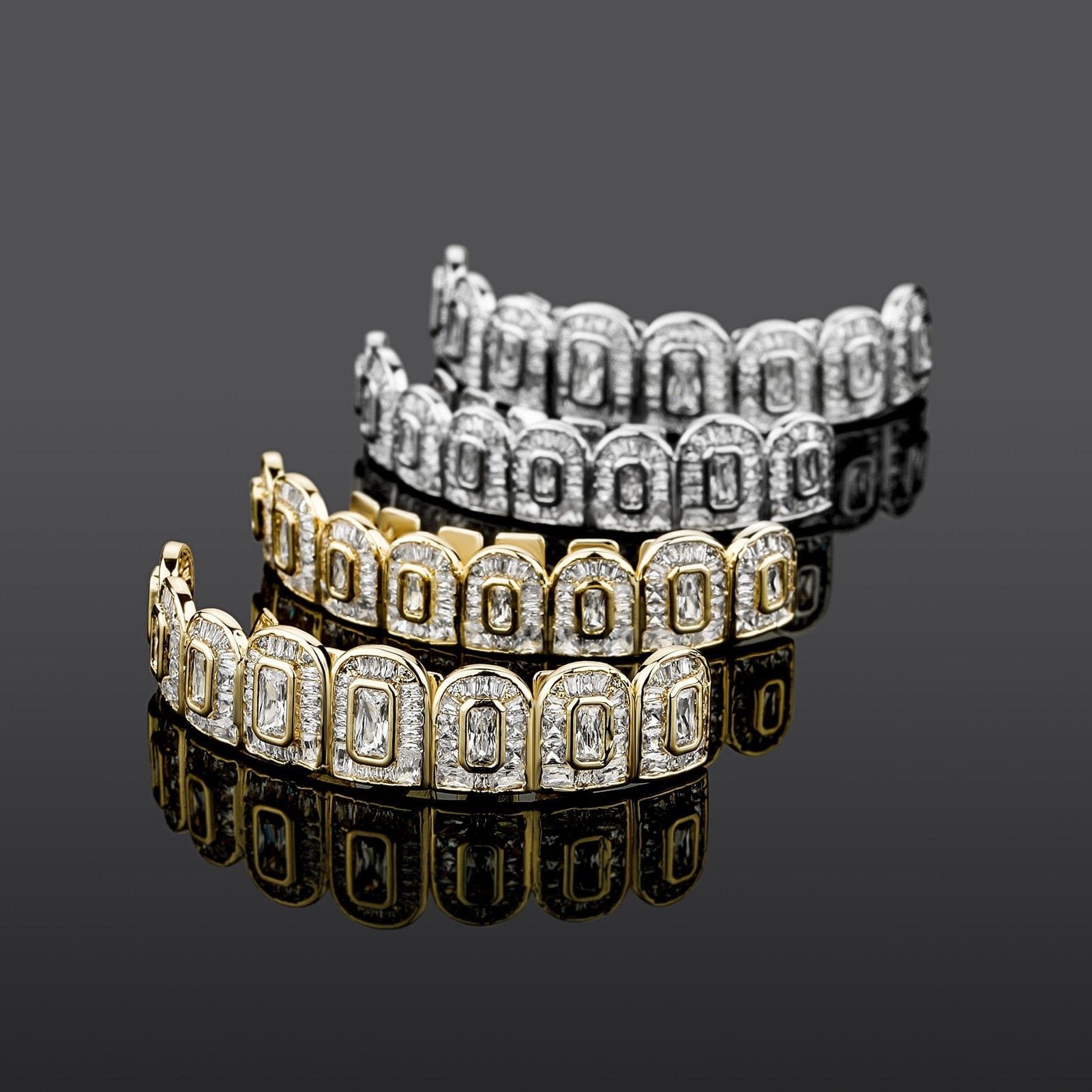 VVS Jewelry hip hop jewelry Fully Rectangle Cut Baguette Iced Out Grillz
