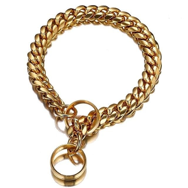 VVS Jewelry hip hop jewelry Gold / 11.8" Adjustable Gold Cuban Link Dog Collar