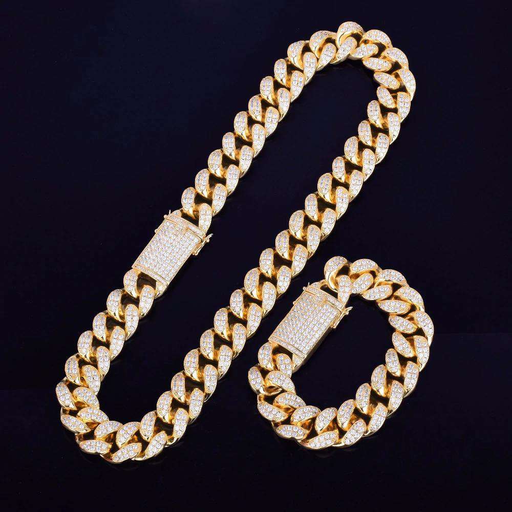 VVS Jewelry hip hop jewelry Gold / 16 Inch / 20mm VVS Jewelry Cuban Chain + FREE Cuban Bracelet Bundle