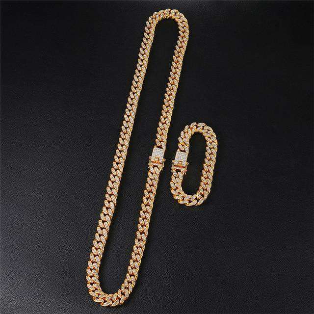 VVS Jewelry hip hop jewelry Gold / 20 Inch / 20mm VVS Jewelry Cuban Chain + FREE Cuban Bracelet Bundle