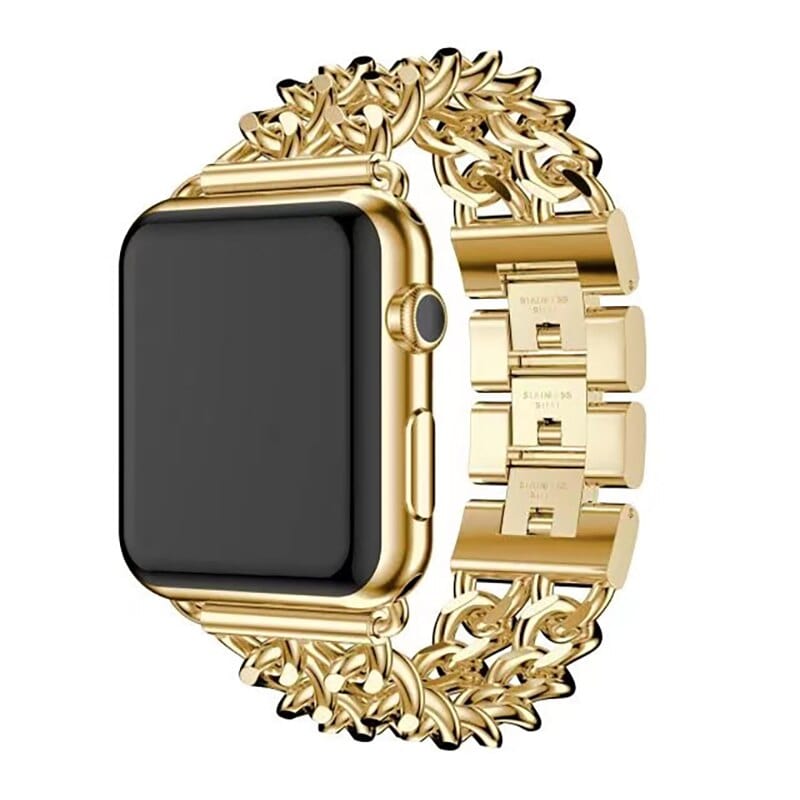 VVS Jewelry hip hop jewelry Gold / 45mm Cuban Chain Strap iWatch Watch Band