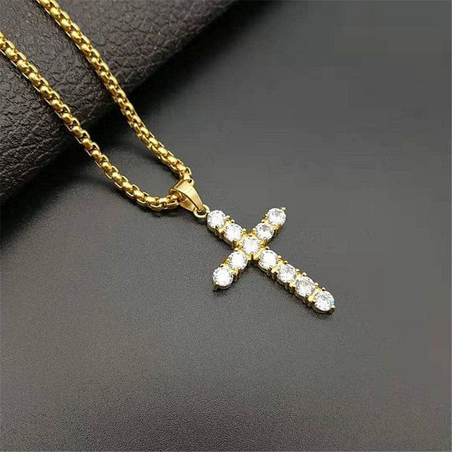 VVS Jewelry hip hop jewelry Gold / 68cm VVS Jewelry CZ Iced Diamond Cross
