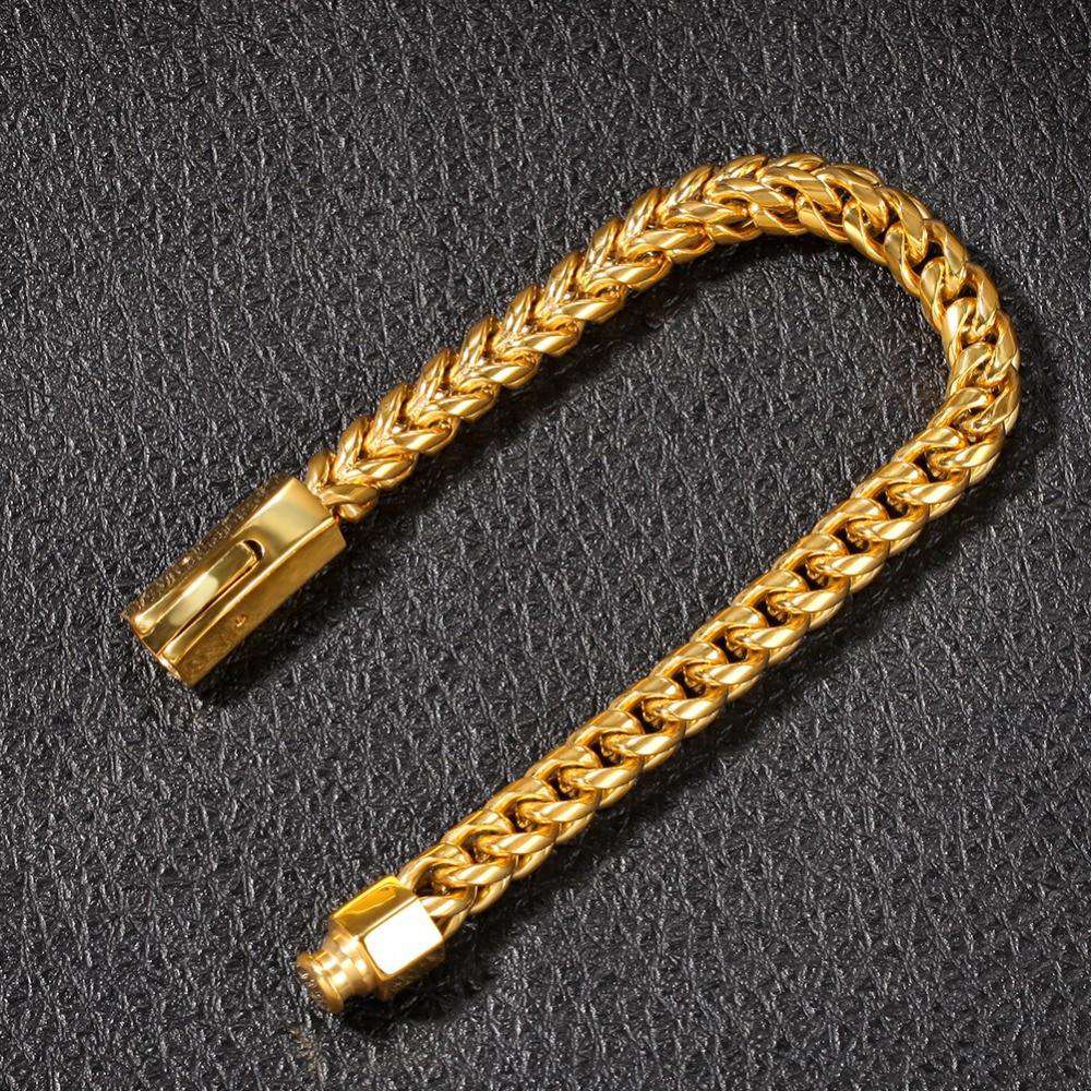 VVS Jewelry hip hop jewelry Gold / 8inch bracelet 316L Stainless Steel Franco Chain Or Bracelet