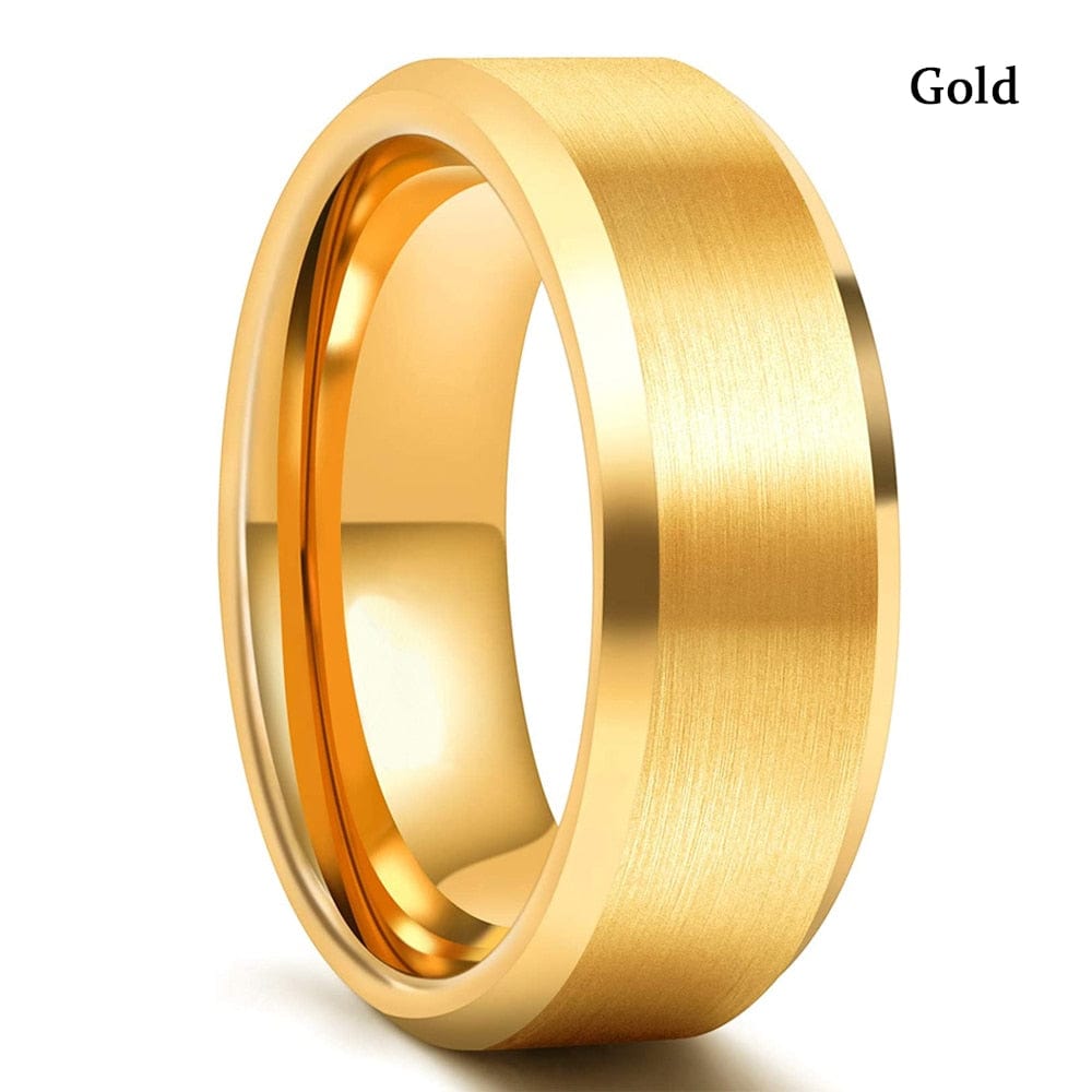 VVS Jewelry hip hop jewelry Gold / 9 Tungsten Carbide 8MM Gold/Silver Band Ring Comfort Fit