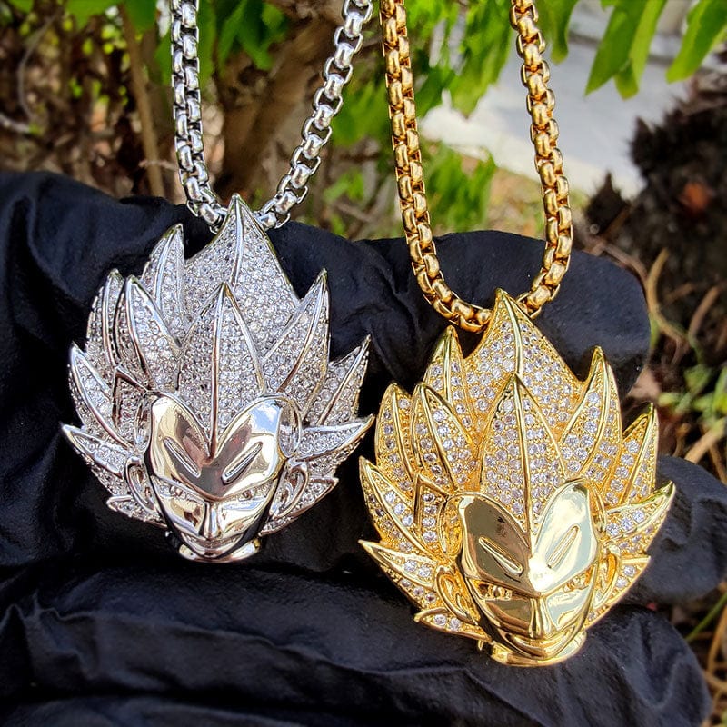 VVS Jewelry hip hop jewelry Gold Fully Iced Vegeta Pendant Chain
