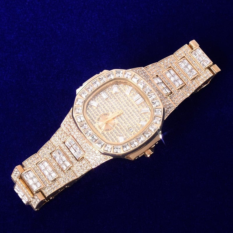 VVS Jewelry hip hop jewelry Gold Iced Out Relogio Masculino Inspired Square Baguette Watch