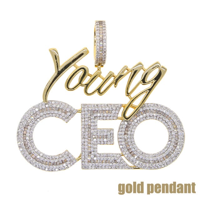 VVS Jewelry hip hop jewelry Gold pendant only Young CEO Two Tone Iced Pendant Necklace