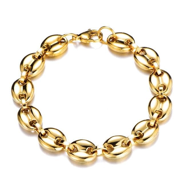 VVS Jewelry hip hop jewelry Gold/Silver Coffee Bean link chain + FREE Bracelet Bundle