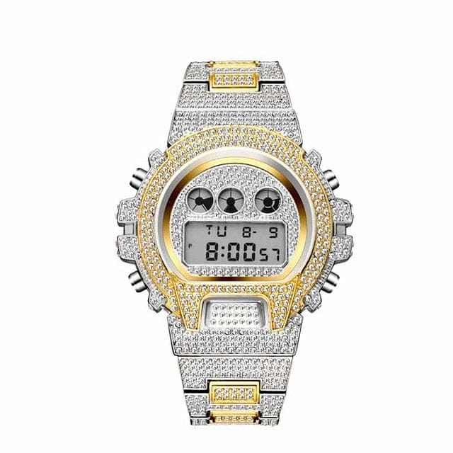 VVS Jewelry hip hop jewelry Gold silver Iced Out G-Shock Style Digital Watch
