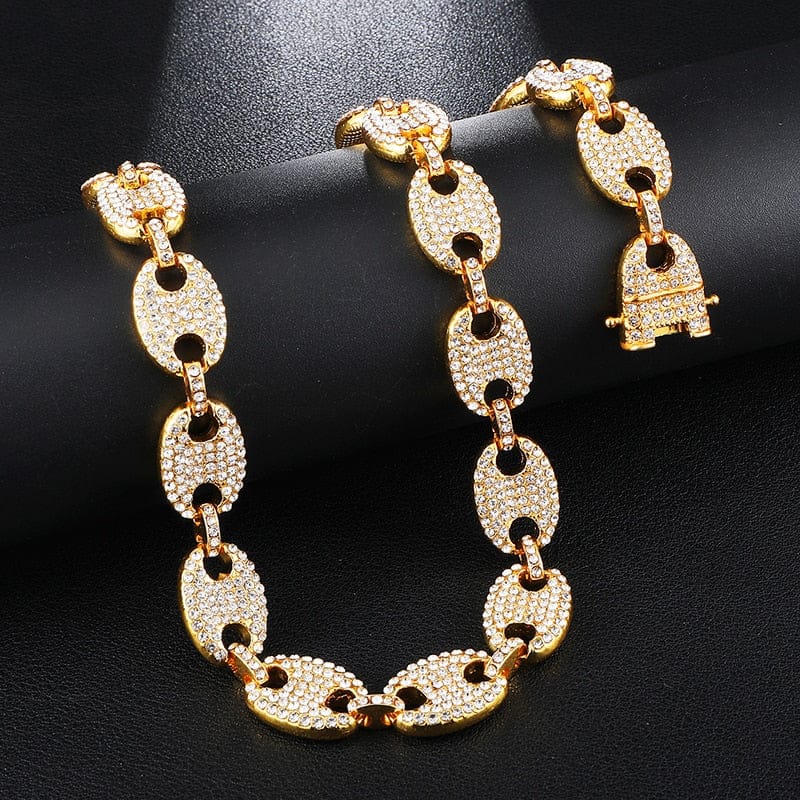 VVS Jewelry hip hop jewelry Gold/Silver Pig nose chain + Bracelet + FREE watch Set