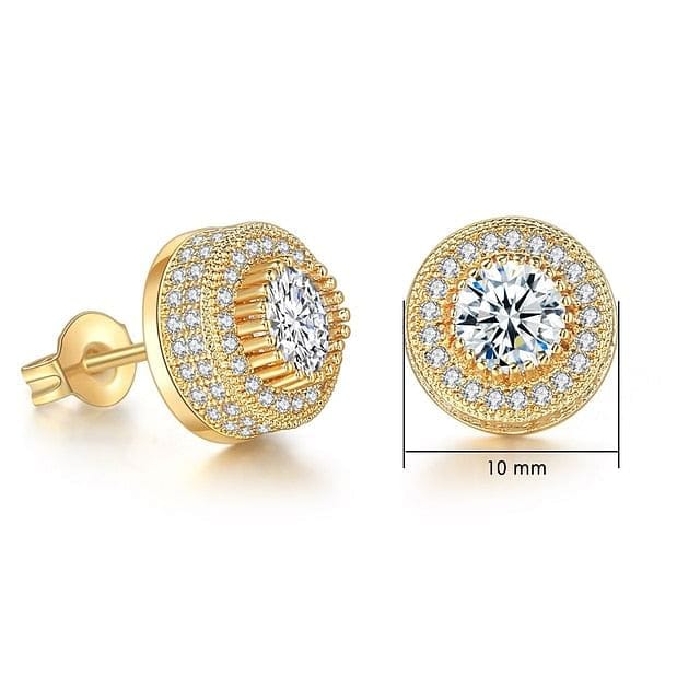 VVS Jewelry hip hop jewelry Gold VVS Jewelry Iced Button Stud Earrings