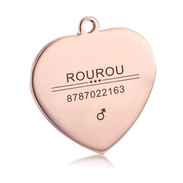 VVS Jewelry hip hop jewelry Heart-Rose gold / S Custom Name Dog Collar Pendant