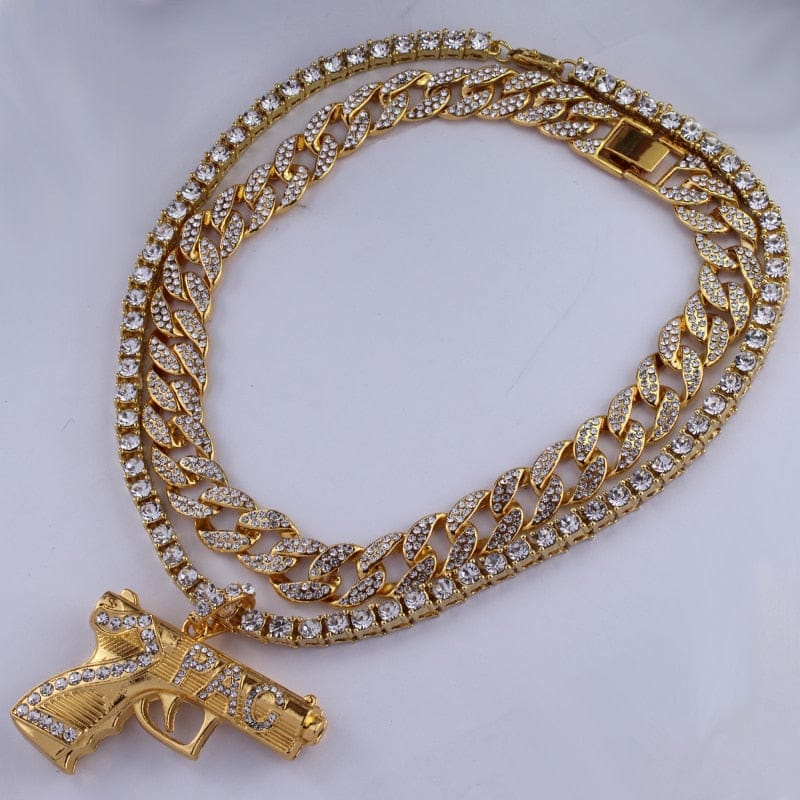 VVS Jewelry hip hop jewelry Iced Out 2Pac Cuban + Tennis Chain Bundle