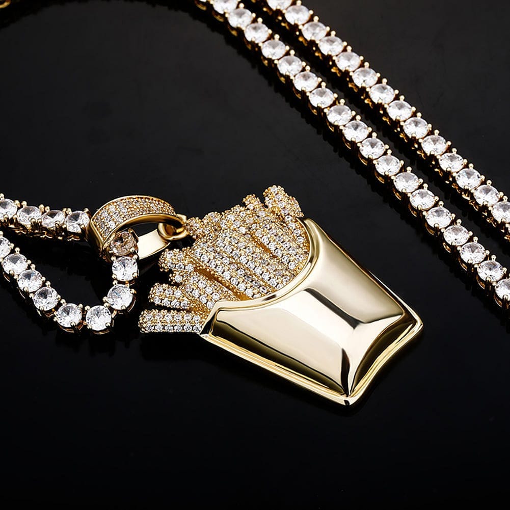 VVS Jewelry hip hop jewelry Icy Fries Bling Pendant Necklace