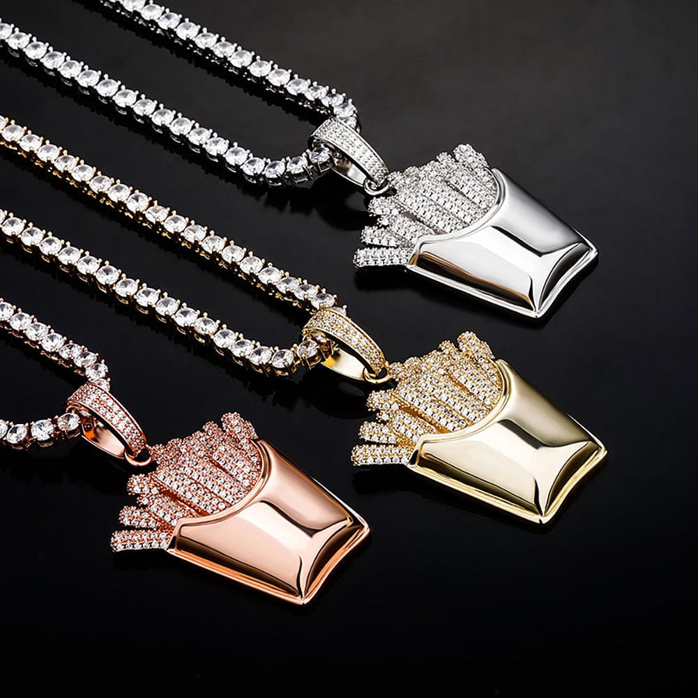 VVS Jewelry hip hop jewelry Icy Fries Bling Pendant Necklace