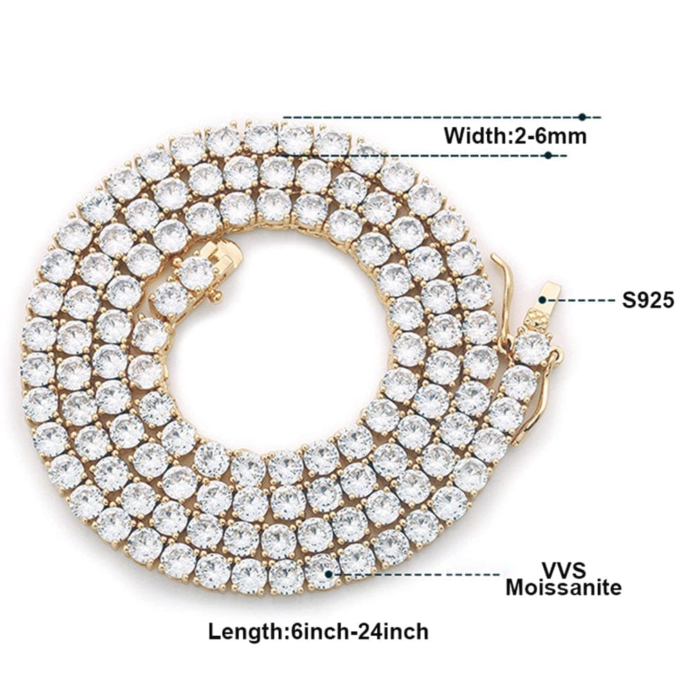 VVS Jewelry hip hop jewelry moissanite 5mm / 7.5" / Gold VVS Jewelry S925 Sterling Silver Moissanite Tennis Bracelet