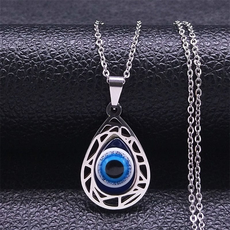 VVS Jewelry hip hop jewelry necklaces C - Silver Greek Eye Necklace