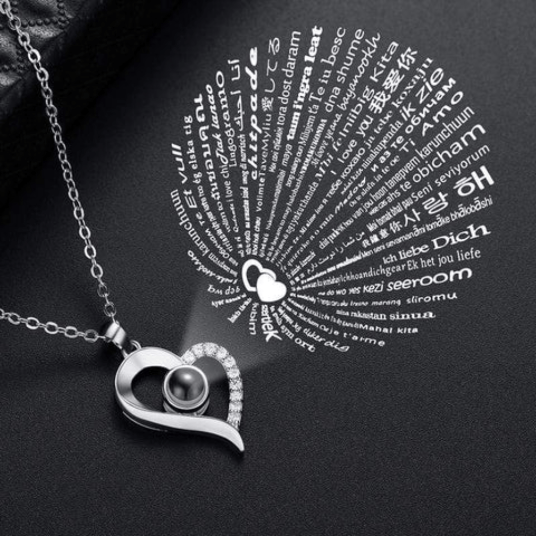 VVS Jewelry hip hop jewelry necklaces VVS Jewelry Red Rose I Love You in 100 Languages 925 Silver Necklace Gift Box Set