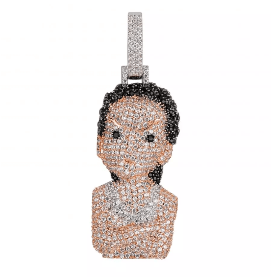 VVS Jewelry hip hop jewelry Pendant 2 / Rope Chain / 18 Inch The Boondocks Micro Pave Pendant Necklace