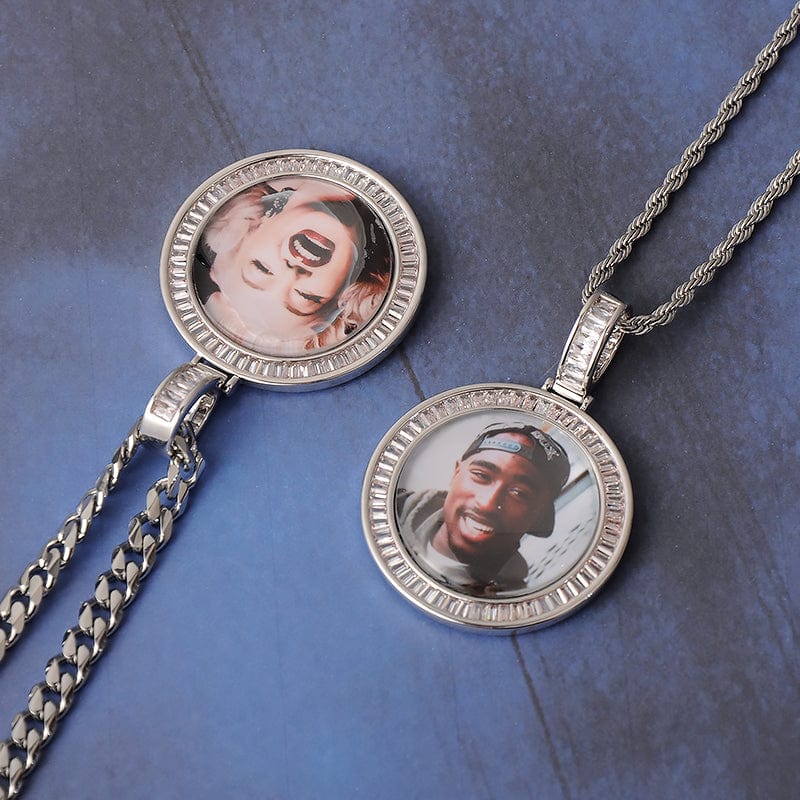 VVS Jewelry hip hop jewelry photo 3D Custom Baguette Photo Pendant Chain with FREE Engraving