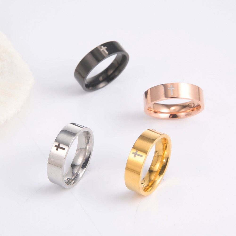 VVS Jewelry hip hop jewelry ring 8mm Stainless Steel Cross Ring