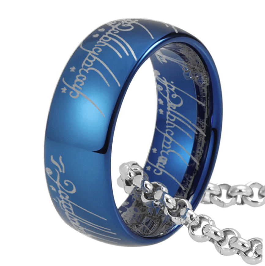 VVS Jewelry hip hop jewelry Rings 6 / Blue / Width 6mm LOTR One Ring Gold Plated Tungsten Carbide Ring Replica