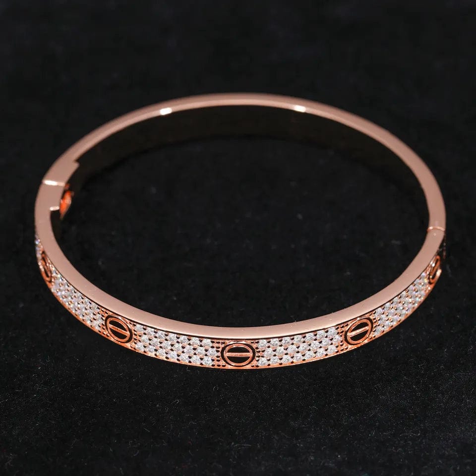 VVS Jewelry hip hop jewelry Rose Gold / 7inches(17.5cm) 925 Sterling Silver VVS Moissanite Screw Love Bracelet Bangle