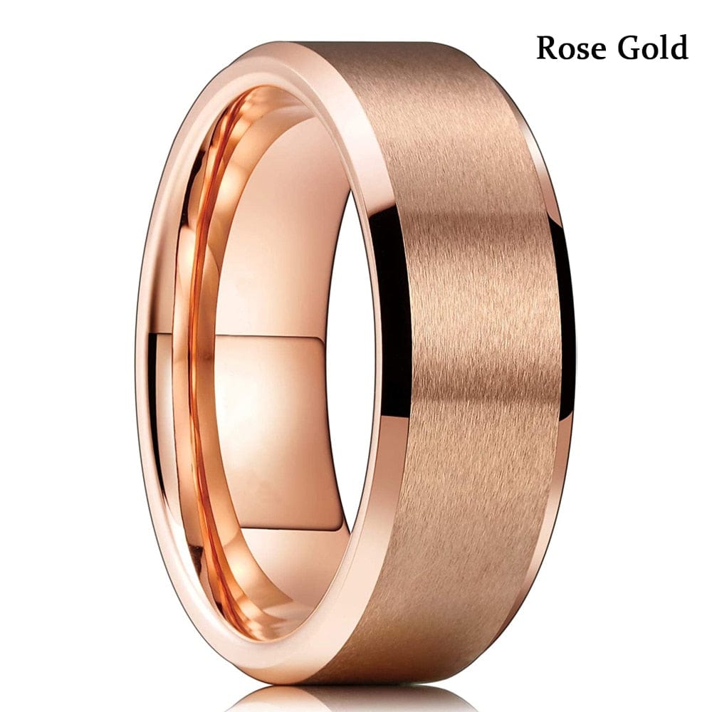 VVS Jewelry hip hop jewelry Rose Gold / 9 Tungsten Carbide 8MM Gold/Silver Band Ring Comfort Fit