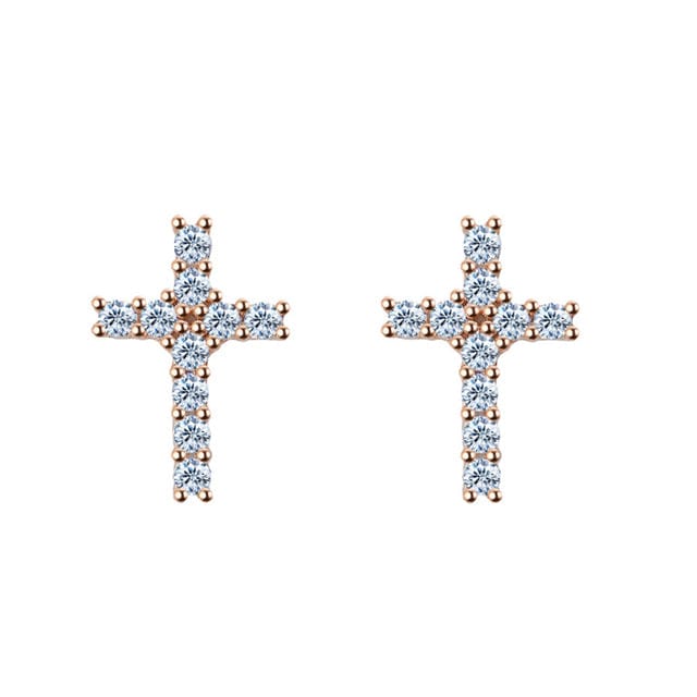 VVS Jewelry hip hop jewelry rose gold color Cross 925 Silver Moissanite Iced Cross Earrings