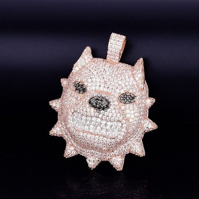 VVS Jewelry hip hop jewelry rose gold color / Rope chain Bully Dog Head Pendant Chain