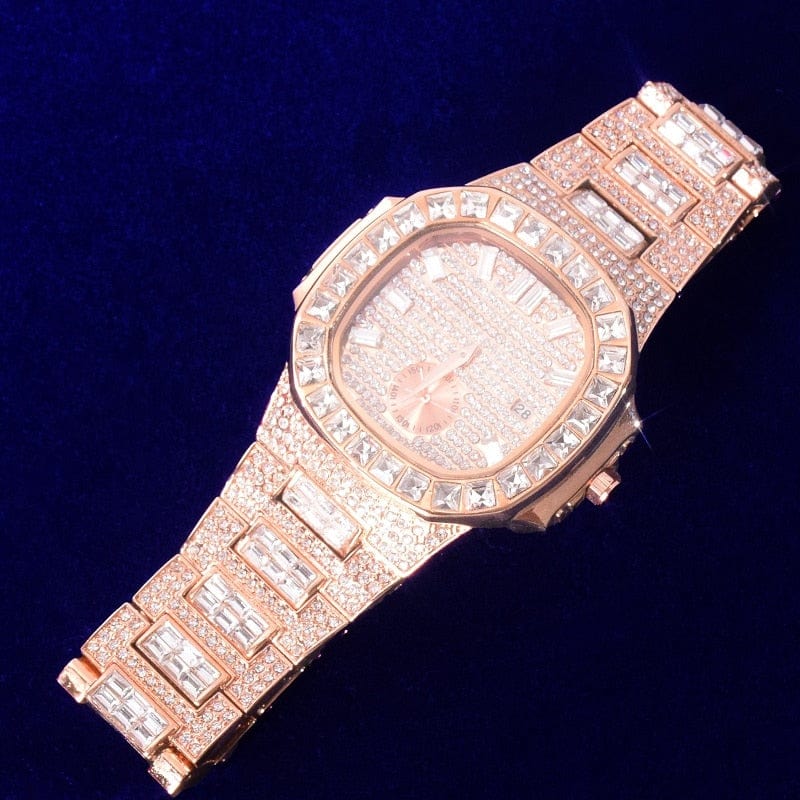 VVS Jewelry hip hop jewelry Rose gold Iced Out Relogio Masculino Inspired Square Baguette Watch