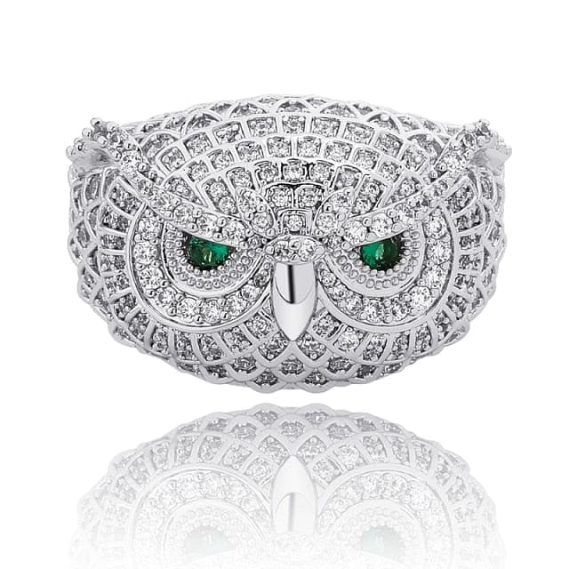 VVS Jewelry hip hop jewelry Silver / 10 Iced Out Boss Owl Ring