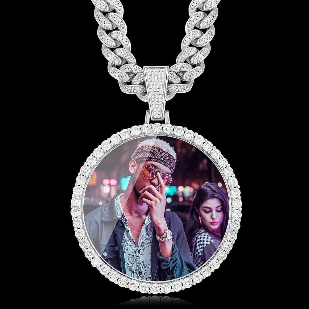 VVS Jewelry hip hop jewelry Silver / 16 Inches VVS Jewelry 13MM Cuban Custom Photo Chain