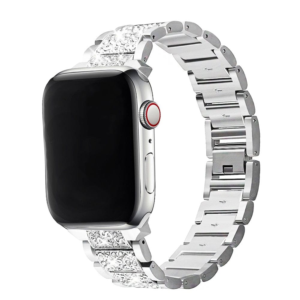 VVS Jewelry hip hop jewelry Silver / 38mm VVS Jewelry Iced Out Apple Watch Band + FREE Case
