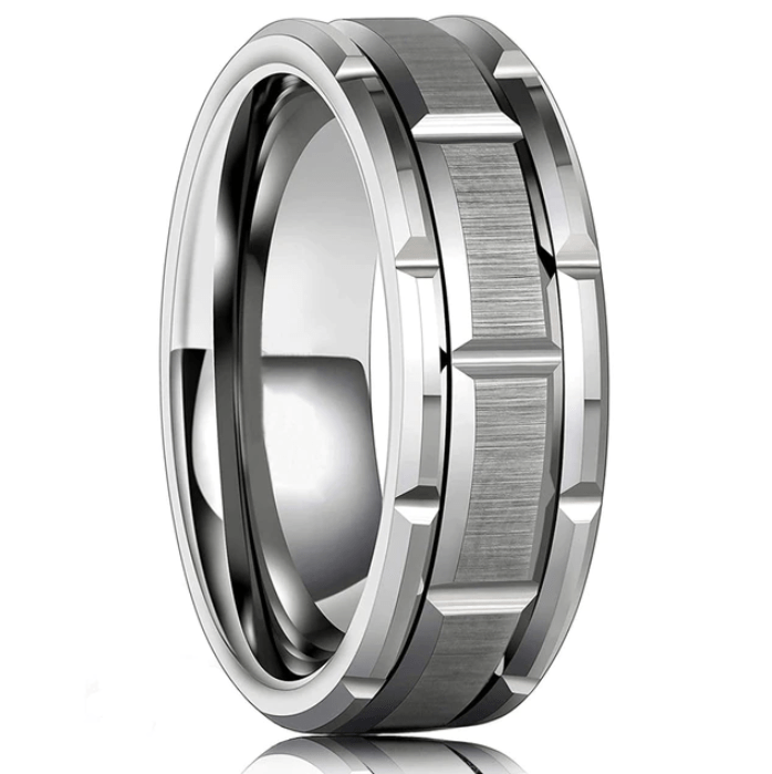 VVS Jewelry hip hop jewelry Silver / 6 Black/Silver/Black 8MM Tungsten Carbide Band Ring