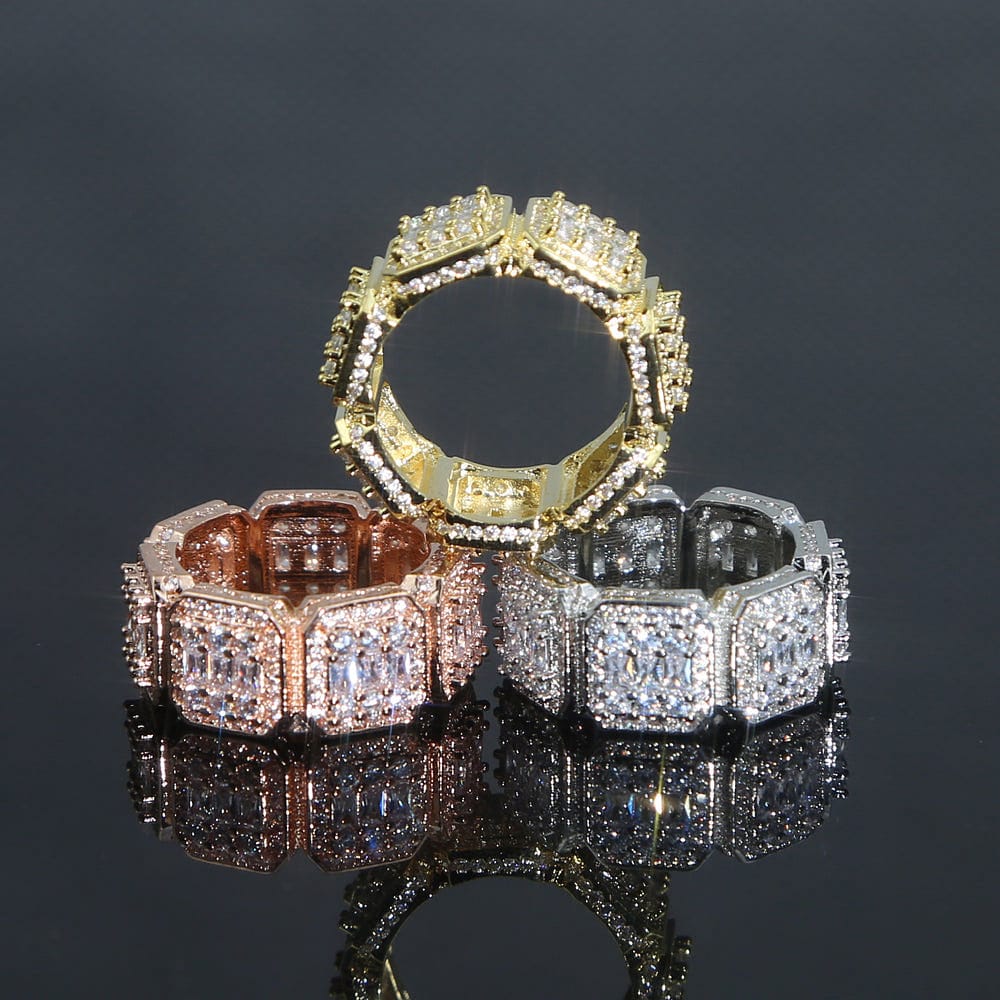 Baugette Rapper Ring Fully Iced Baguette Rings