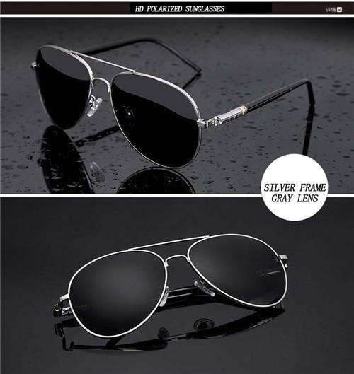 VVS Jewelry hip hop jewelry Silver Frame Grey Beckham Metal Polarized Aviator Sunglasses