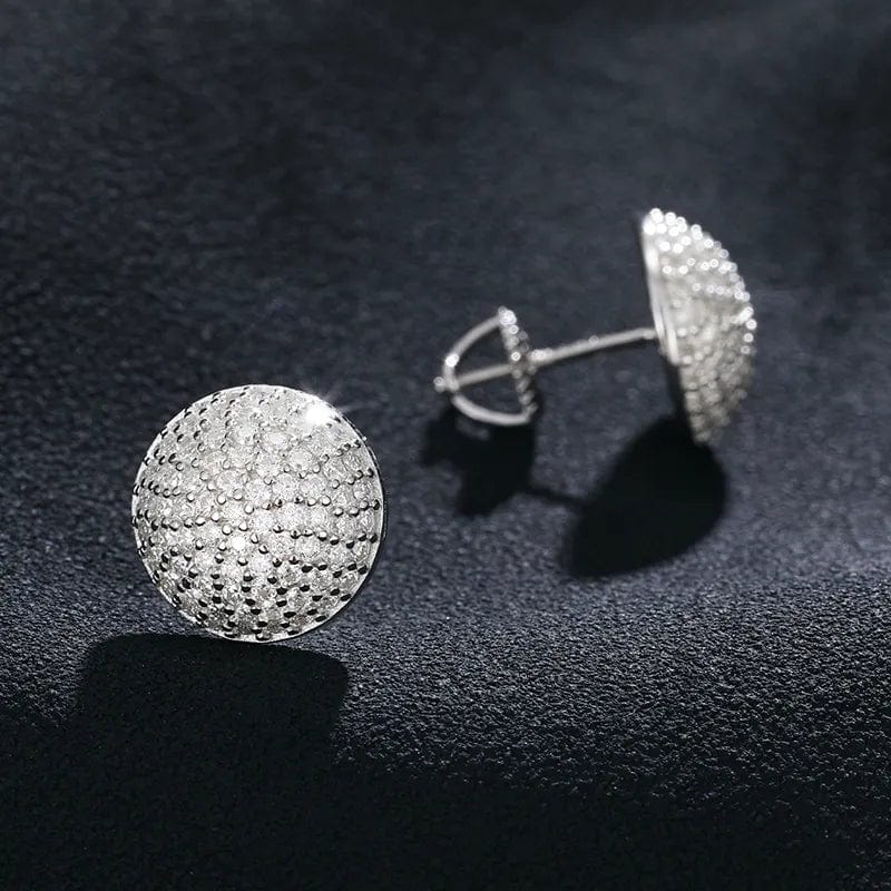 VVS Jewelry hip hop jewelry Silver VVS Moissanite Button Round Stud Earrings