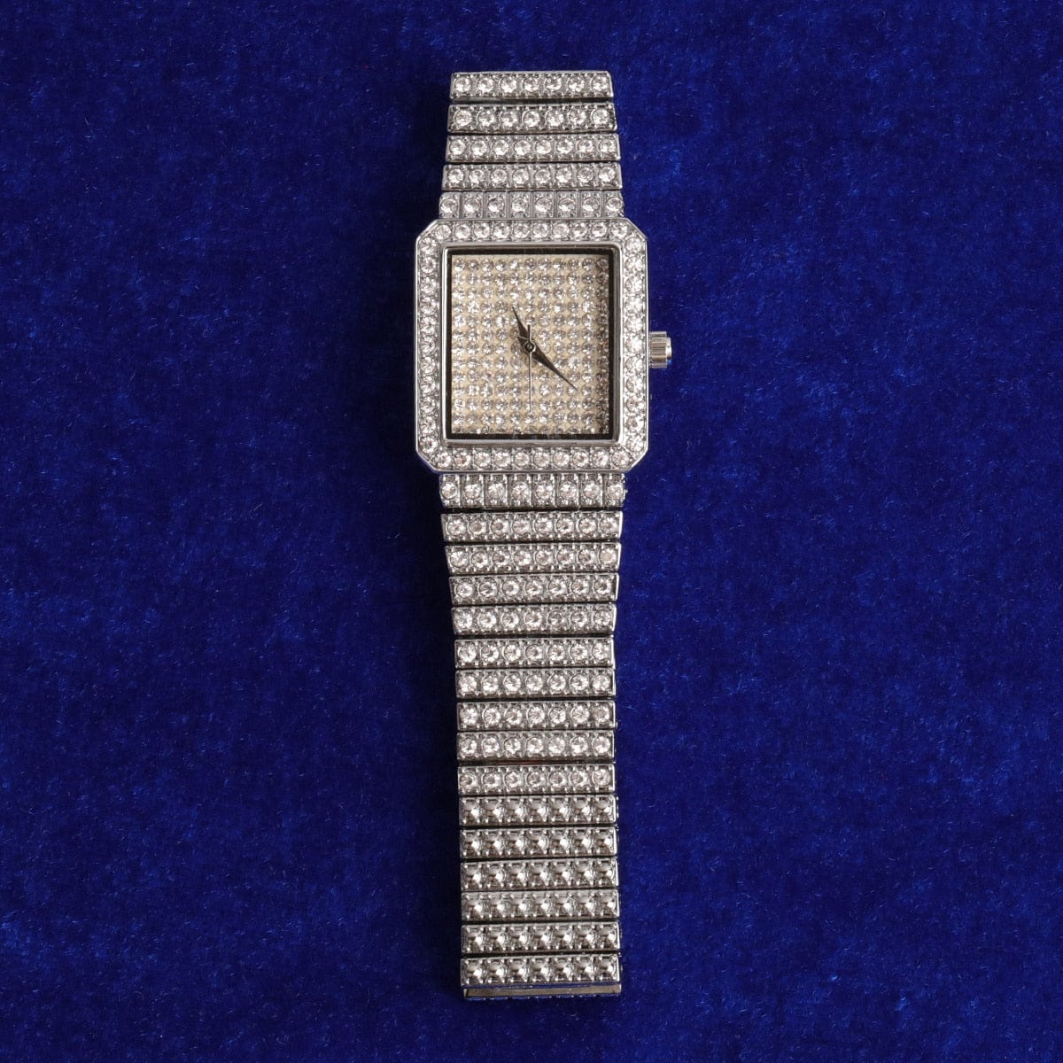 VVS Jewelry hip hop jewelry Silver Women's Fully Iced Square Bling Watch