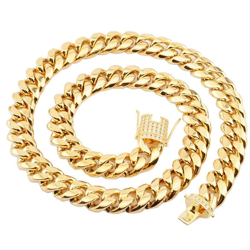 VVS Jewelry hip hop jewelry Stainless Steel Gold Miami Cuban Chain - Big & Heavy